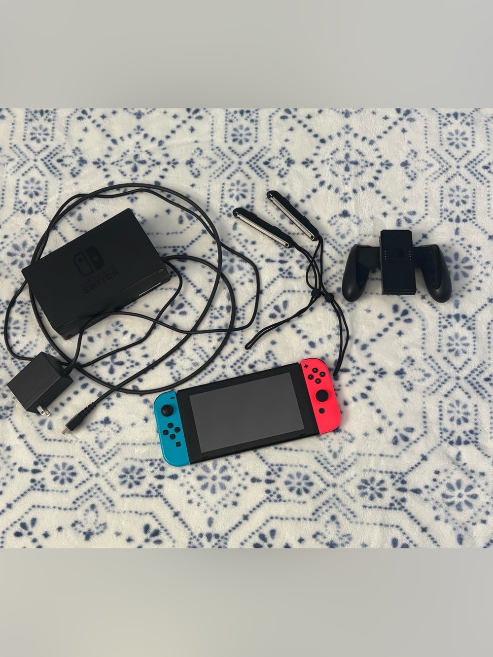 Nintendo Switch with Neon Blue and Neon Red Joy-Con